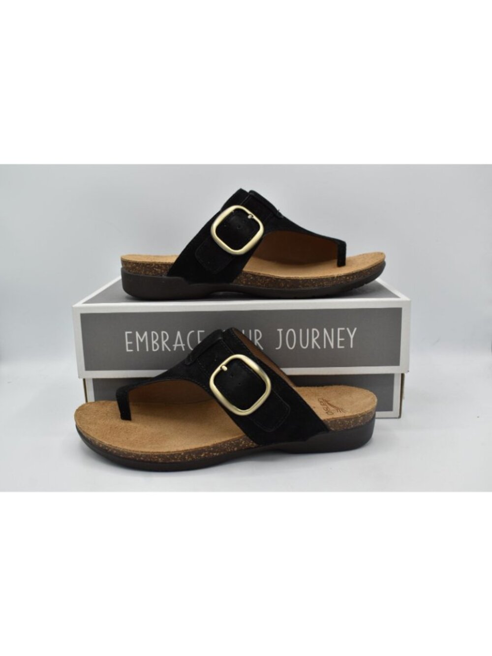 Dansko Womens EU Size 37 Rylee Black Suede Buckle Toe Loop Sandals Shoes - Picture 9 of 11